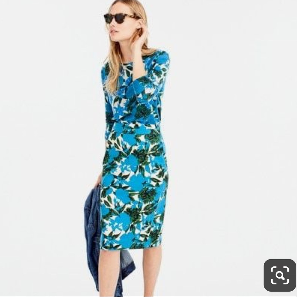 J. Crew Vibrant Floral Pencil Skirt T8 Blue Green